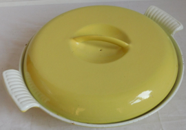 DRU Nederlandse ronde gele gietijzeren pan en ovenschaal