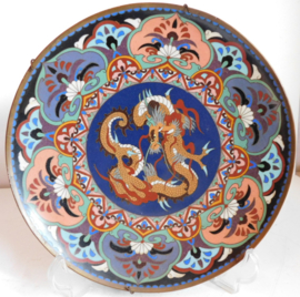 Japanese Cloisonne Emaille Meiji bord with Dragon