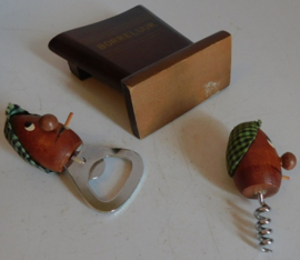 Vintage 50er / 60er jaren, borreluur flesopener set.