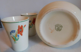 Société Céramique Maestricht melkkan + 3 bekers