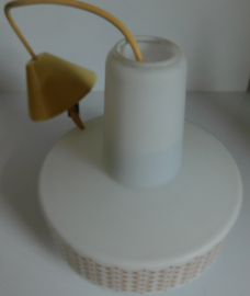 Retro wit glazen hanglamp, jaren 60