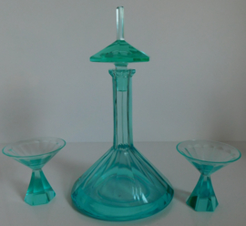 Karl Palda Art Deco, Tsjechisch Boho Glass - likeur karafset