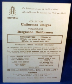 Belgische uniformen - Officier in boordkledij 1837