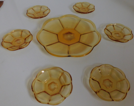 Art Deco 7 delige persglazen gebakset