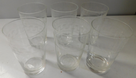 Leerdam bekerglazen met gravure Guilloche Grec