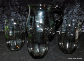 Art Deco glas set met schenkkan