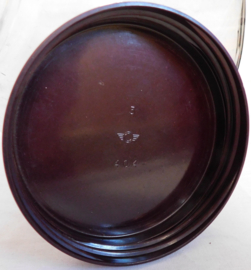 Antiek glazen snoeppot pot met bakeliet deksel.