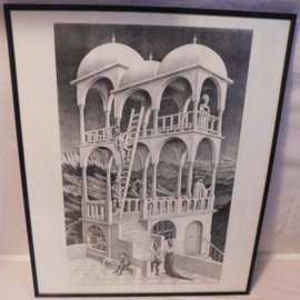 Escher, ''Belvedere'', Lithografische zwart / wit Druk