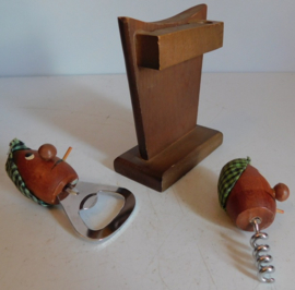 Vintage 50er / 60er jaren, borreluur flesopener set.