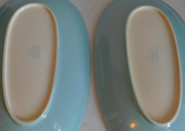 Petrus Regout pastel twee ovale schalen