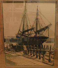 Willem Jans Dijk - Logger op de Helling - Hout / Linosnede