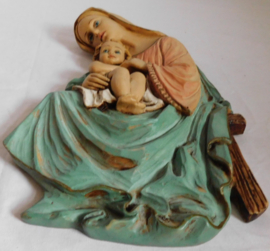 Antieke religieuze plaquette, Madonna met baby Jezus Christus