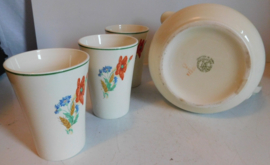 Société Céramique Maestricht melkkan + 3 bekers