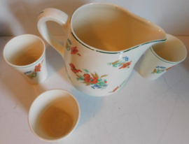 Société Céramique Maestricht melkkan + 3 bekers