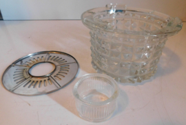 Brocante Waxinelicht houder / warmhoud stel