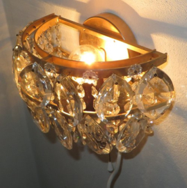 Messing wandlamp met glazen pegels