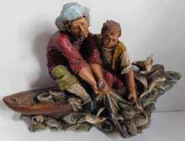 Vintage wand decoratie, De Oude Visser in reliëf