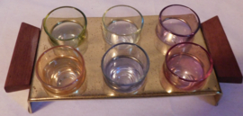 Set gekleurde glazen + houder