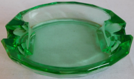 Groen glazen 50er jaren asbak