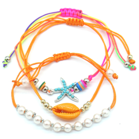 Bracelet Set 3pcs Starfish-Pearls-Shell | Oranje