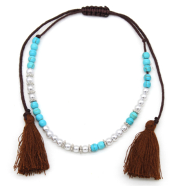 Anklet with Pearls-Stones-Tassels