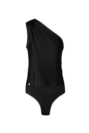 One shoulder body effen | Zwart