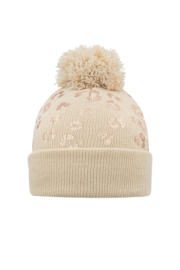 Volwassen - muts tijgerprint pompom | beige