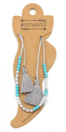 Anklet with Pearls-Stones-Tassels