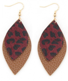 Leather Earrings with Animal Print
