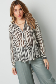 Blouse aesthetic print | zwart-wit