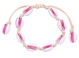 Schelp armbandje | Roze-wit