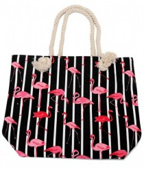 Strandtas Flamingos | Zwart-wit