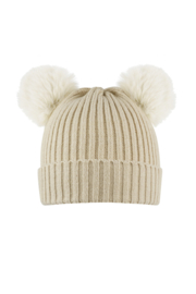 Kids - basic muts met bolletjes | beige