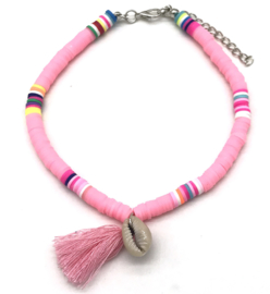 Anklet with Surf Beads - Tassel -Shell