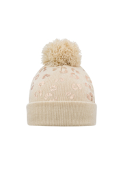Kids - muts tijgerprint pompom | beige