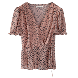 Wikkelblouse met korte mouwen | Roze