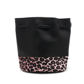 Bag with Leopard print and Tassels  Black-Pink