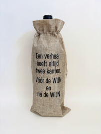 Verschillende Teksten op wijnzak