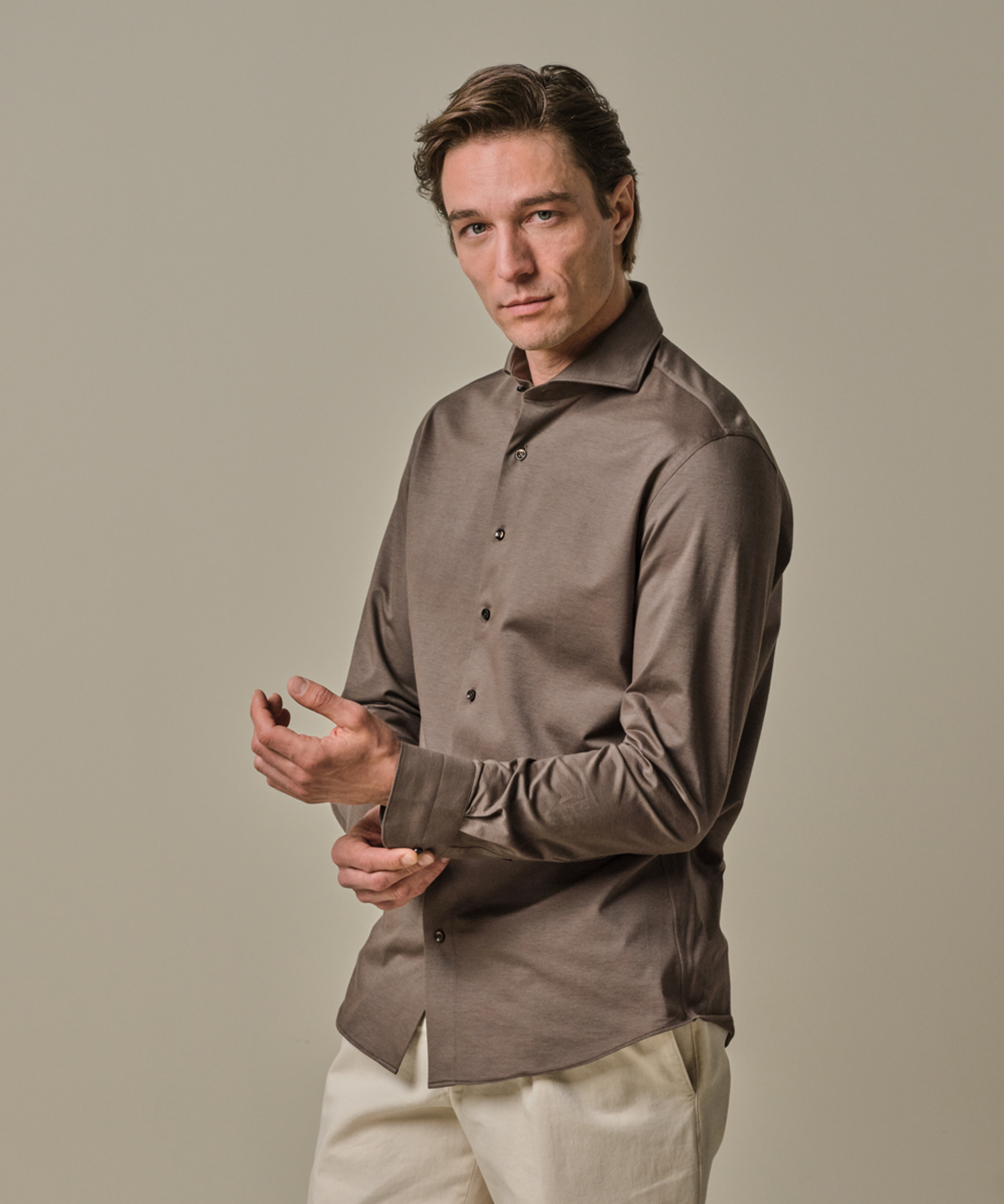 Profuomo //    BROWN JAPANESE KNITTED SHIRT
