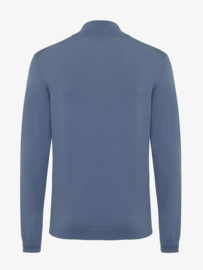 Genti Blauwe trui  in een half zip , vervaardigd in de cool dry  kwaliteit.