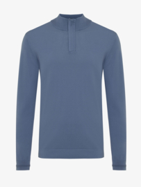 Genti Blauwe trui  in een half zip , vervaardigd in de cool dry  kwaliteit.