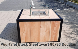 Vuurtafel Block Steel zwart 80x80cm Douglas