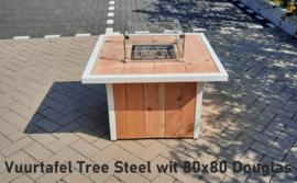 Vuurtafel Tree Steel wit 80x80cm Douglas