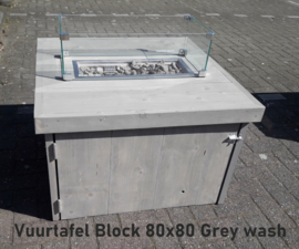 Vuurtafel Block 80x80cm Grey wash