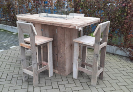 Vuurstatafel set rechthoek Medium met rugleuning