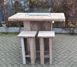 Vuurstatafel set rechthoek Medium zonder rugleuning
