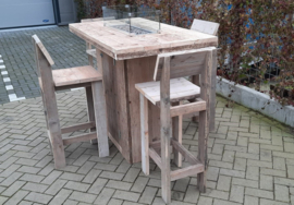 Vuurstatafel set rechthoek Medium met rugleuning