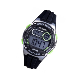 Xonix EE-007 digitaal tiener horloge 36 mm 100 meter zwart/ zilverkleurig