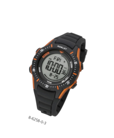 Nowley 8-6258-0-3 digitaal tiener horloge 40 mm 100 meter zwart/ oranje