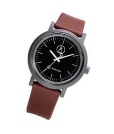 Q&Q 651025 Smile Solar tiener horloge 40 mm 100 meter bruin/ zwart